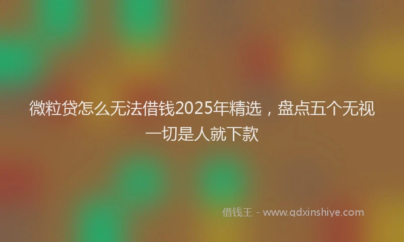 微粒贷怎么无法借钱2025年精选，盘点五个无视一切是人就下款