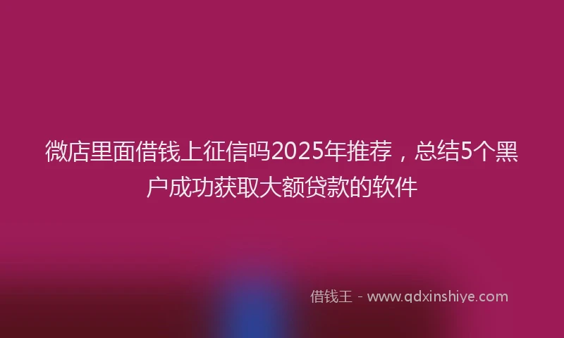 微店里面借钱上征信吗2025年推荐，总结5个黑户成功获取大额贷款的软件