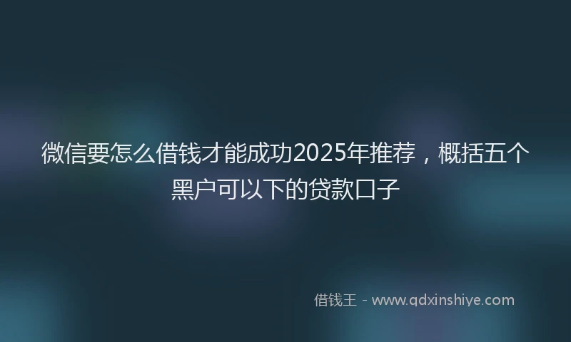 微信要怎么借钱才能成功2025年推荐，概括五个黑户可以下的贷款口子