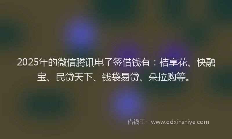 2025年的微信腾讯电子签借钱有：桔享花、快融宝、民贷天下、钱袋易贷、朵拉购等。
