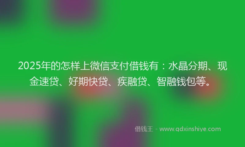 2025年的怎样上微信支付借钱有：水晶分期、现金速贷、好期快贷、疾融贷、智融钱包等。