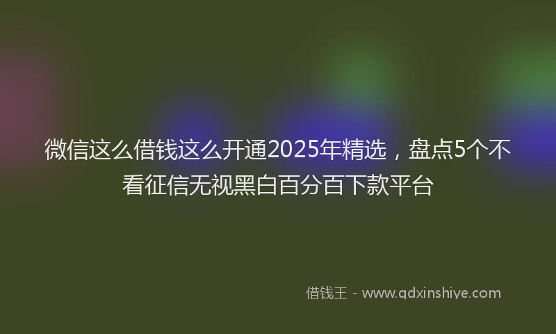 微信这么借钱这么开通2025年精选，盘点5个不看征信无视黑白百分百下款平台