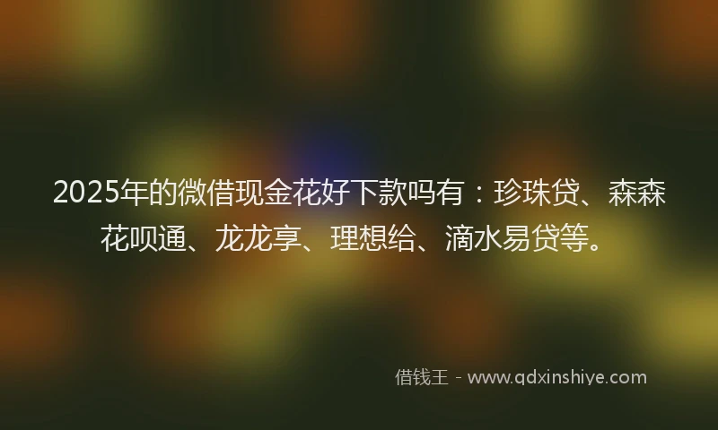 2025年的微借现金花好下款吗有：珍珠贷、森森花呗通、龙龙享、理想给、滴水易贷等。