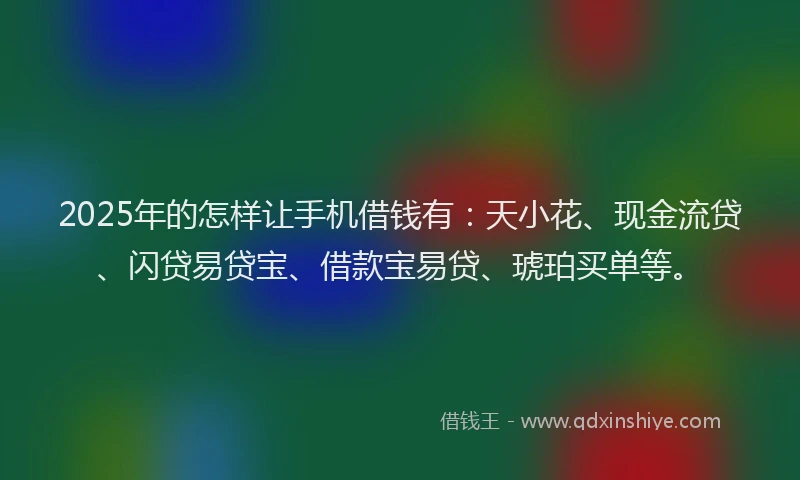 2025年的怎样让手机借钱有：天小花、现金流贷、闪贷易贷宝、借款宝易贷、琥珀买单等。