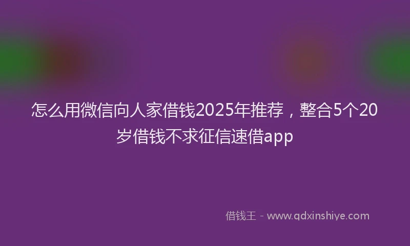怎么用微信向人家借钱2025年推荐，整合5个20岁借钱不求征信速借app