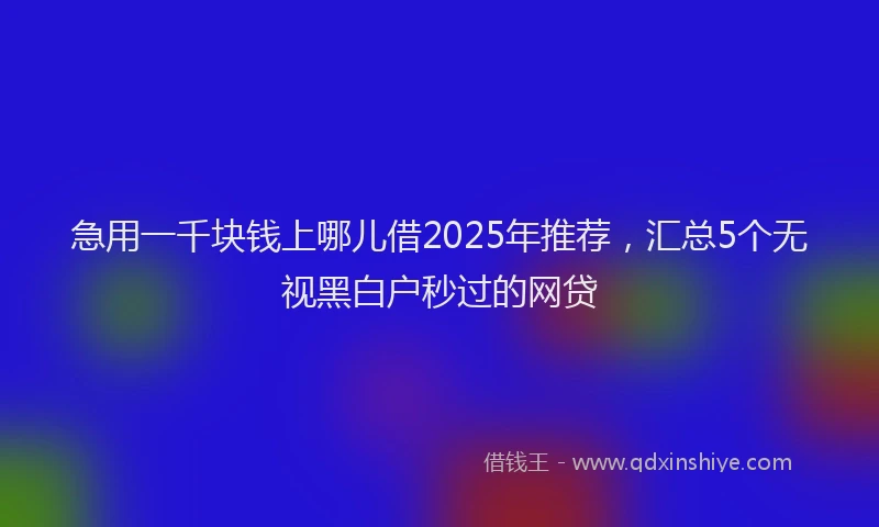 急用一千块钱上哪儿借2025年推荐，汇总5个无视黑白户秒过的网贷