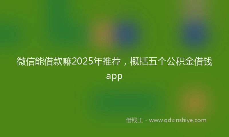 微信能借款嘛2025年推荐，概括五个公积金借钱app