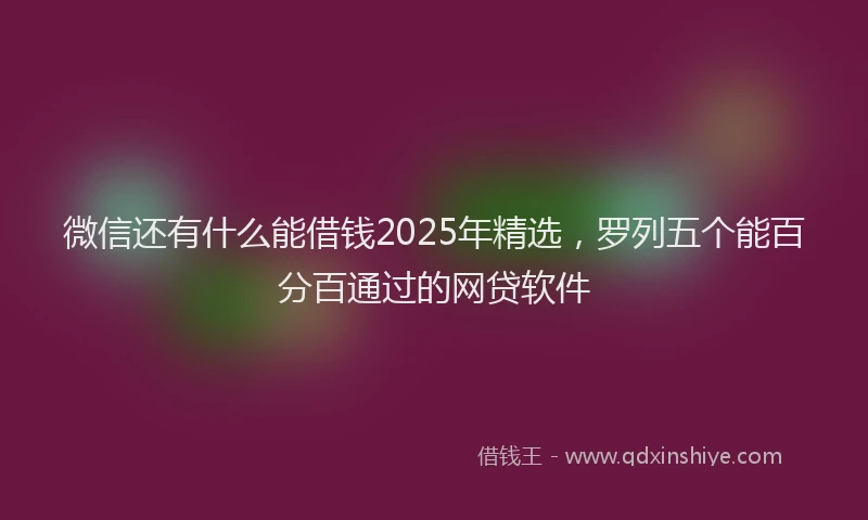 微信还有什么能借钱2025年精选，罗列五个能百分百通过的网贷软件