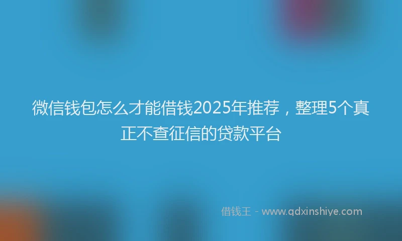 微信钱包怎么才能借钱2025年推荐，整理5个真正不查征信的贷款平台