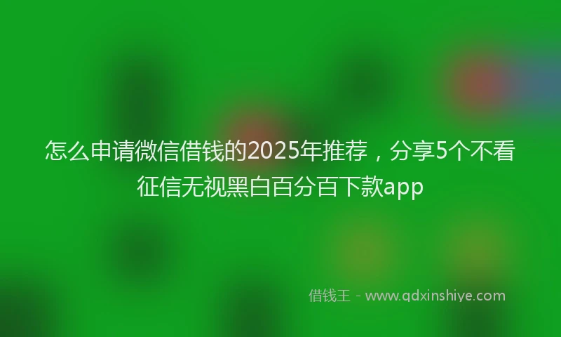 怎么申请微信借钱的2025年推荐，分享5个不看征信无视黑白百分百下款app