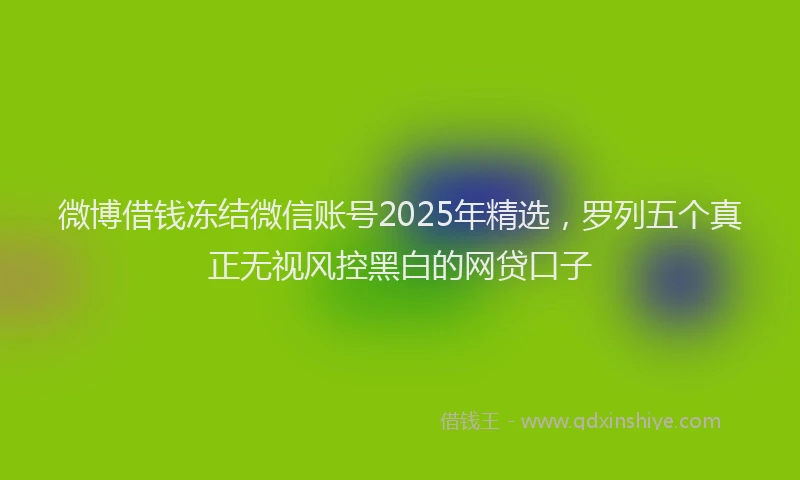 微博借钱冻结微信账号2025年精选，罗列五个真正无视风控黑白的网贷口子