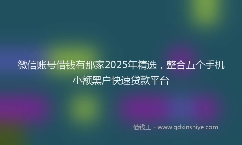 微信账号借钱有那家2025年精选，整合五个手机小额黑户快速贷款平台