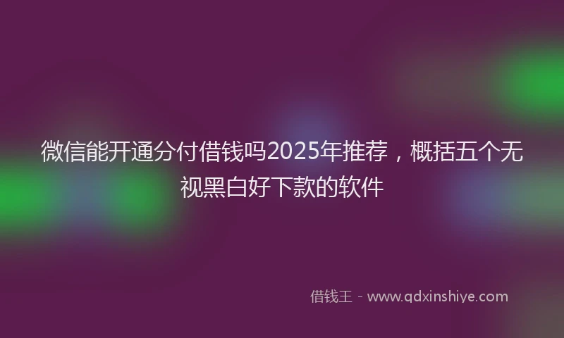 微信能开通分付借钱吗2025年推荐，概括五个无视黑白好下款的软件