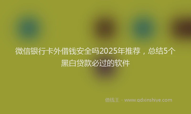 微信银行卡外借钱安全吗2025年推荐，总结5个黑白贷款必过的软件