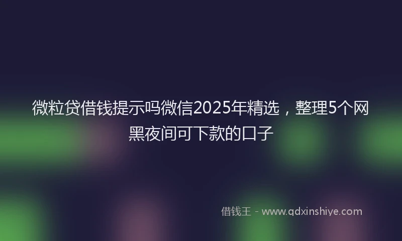 微粒贷借钱提示吗微信2025年精选，整理5个网黑夜间可下款的口子