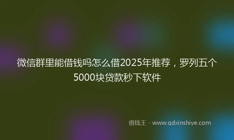 微信群里能借钱吗怎么借2025年推荐，罗列五个5000块贷款秒下软件