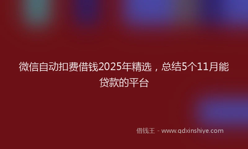微信自动扣费借钱2025年精选，总结5个11月能贷款的平台