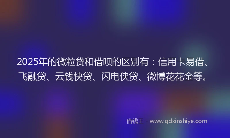 2025年的微粒贷和借呗的区别有：信用卡易借、飞融贷、云钱快贷、闪电侠贷、微博花花金等。