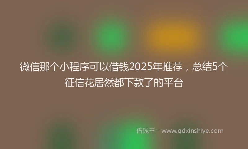 微信那个小程序可以借钱2025年推荐，总结5个征信花居然都下款了的平台
