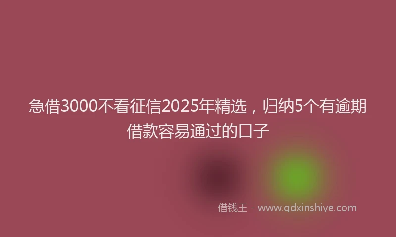 急借3000不看征信2025年精选，归纳5个有逾期借款容易通过的口子