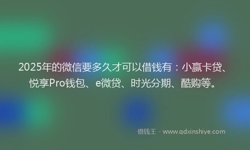 2025年的微信要多久才可以借钱有：小赢卡贷、悦享Pro钱包、e微贷、时光分期、酷购等。