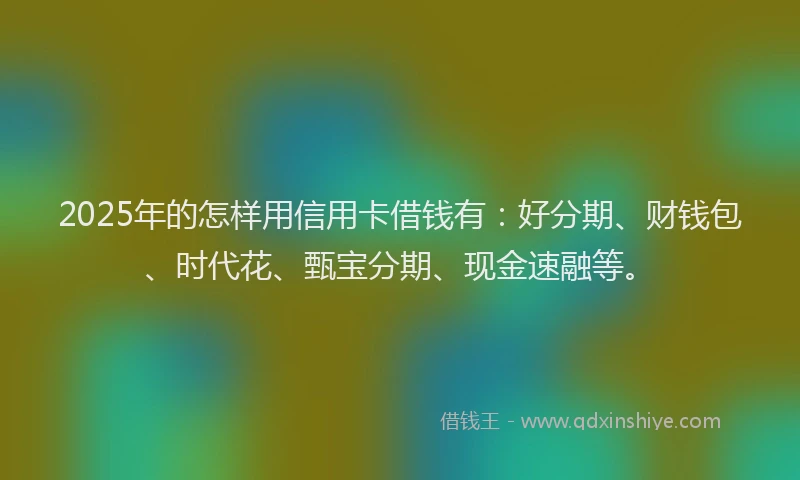 2025年的怎样用信用卡借钱有：好分期、财钱包、时代花、甄宝分期、现金速融等。