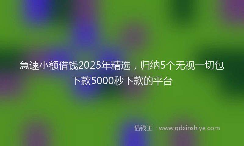 急速小额借钱2025年精选，归纳5个无视一切包下款5000秒下款的平台