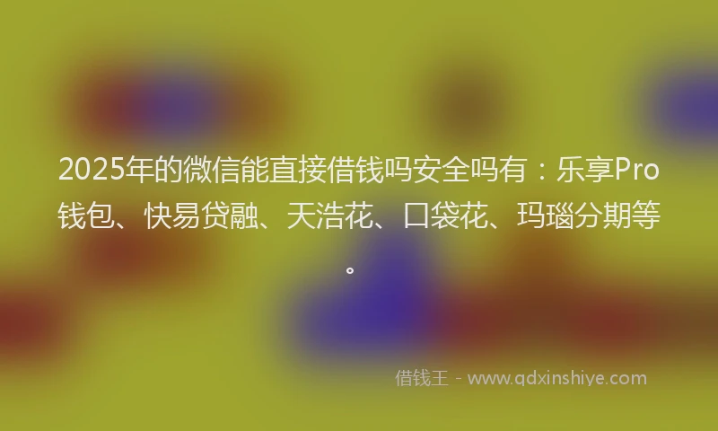 2025年的微信能直接借钱吗安全吗有：乐享Pro钱包、快易贷融、天浩花、口袋花、玛瑙分期等。