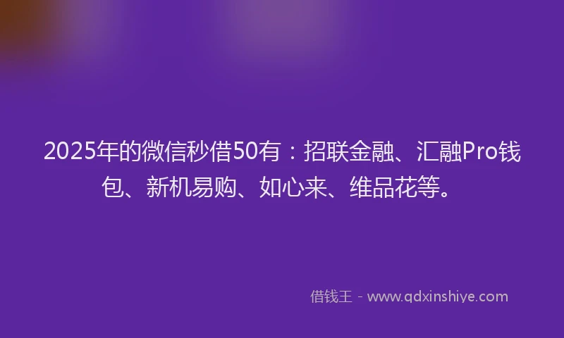 2025年的微信秒借50有：招联金融、汇融Pro钱包、新机易购、如心来、维品花等。
