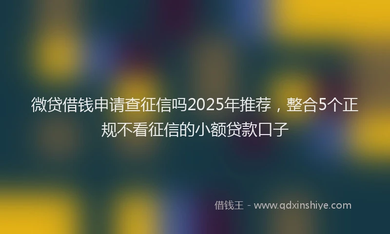 微贷借钱申请查征信吗2025年推荐，整合5个正规不看征信的小额贷款口子