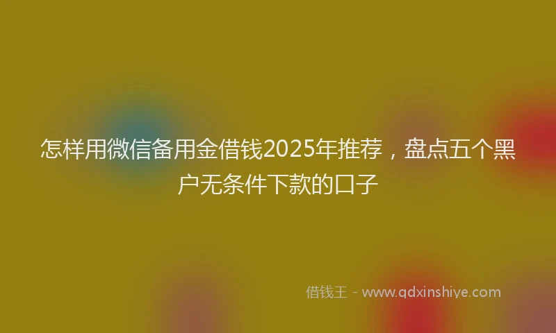 怎样用微信备用金借钱2025年推荐，盘点五个黑户无条件下款的口子