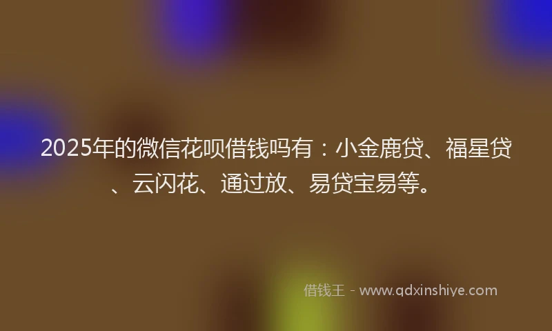 2025年的微信花呗借钱吗有：小金鹿贷、福星贷、云闪花、通过放、易贷宝易等。