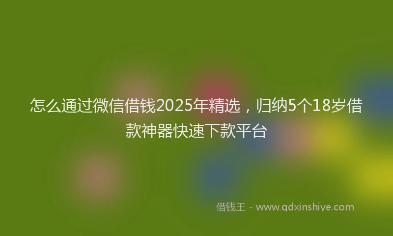 怎么通过微信借钱2025年精选，归纳5个18岁借款神器快速下款平台