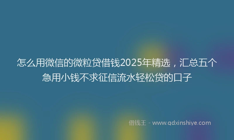 怎么用微信的微粒贷借钱2025年精选，汇总五个急用小钱不求征信流水轻松贷的口子