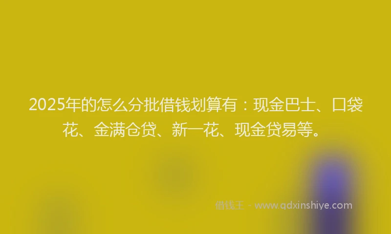 2025年的怎么分批借钱划算有：现金巴士、口袋花、金满仓贷、新一花、现金贷易等。