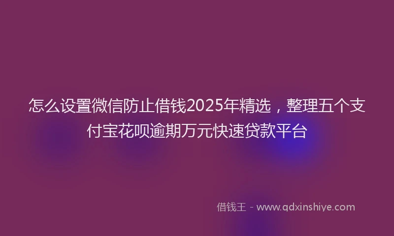 怎么设置微信防止借钱2025年精选，整理五个支付宝花呗逾期万元快速贷款平台