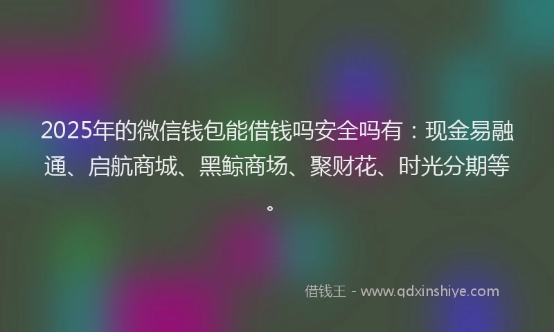 2025年的微信钱包能借钱吗安全吗有：现金易融通、启航商城、黑鲸商场、聚财花、时光分期等。