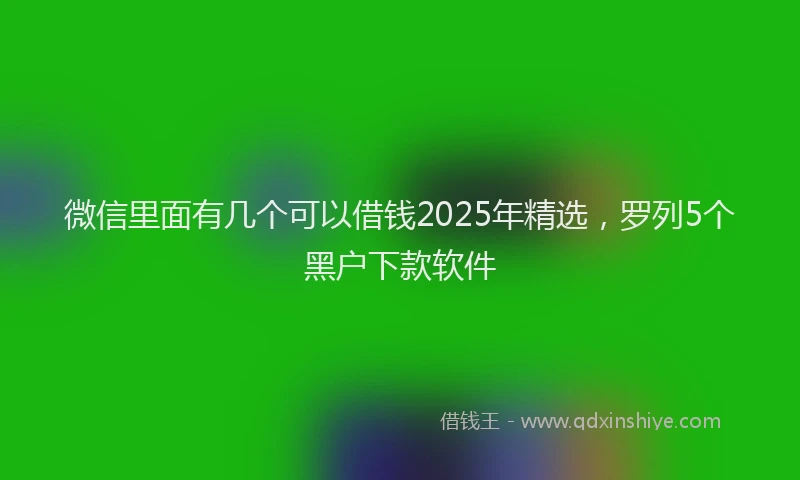 微信里面有几个可以借钱2025年精选，罗列5个黑户下款软件