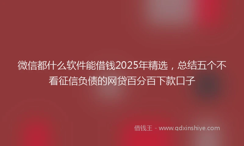 微信都什么软件能借钱2025年精选，总结五个不看征信负债的网贷百分百下款口子