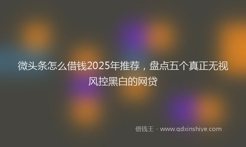 微头条怎么借钱2025年推荐，盘点五个真正无视风控黑白的网贷