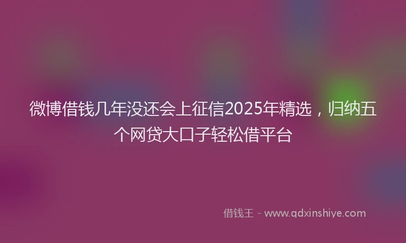 微博借钱几年没还会上征信2025年精选，归纳五个网贷大口子轻松借平台