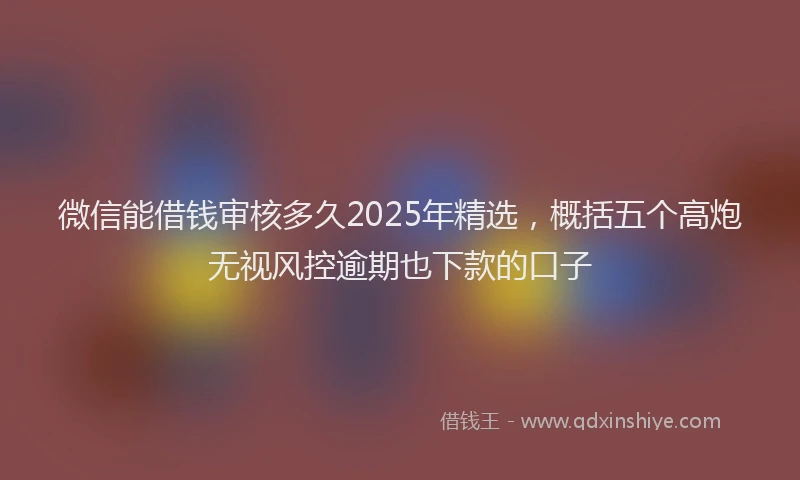 微信能借钱审核多久2025年精选，概括五个高炮无视风控逾期也下款的口子