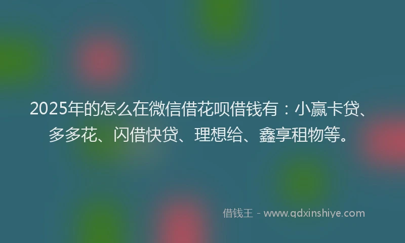 2025年的怎么在微信借花呗借钱有：小赢卡贷、多多花、闪借快贷、理想给、鑫享租物等。