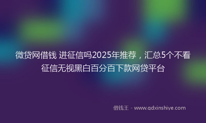 微贷网借钱 进征信吗2025年推荐，汇总5个不看征信无视黑白百分百下款网贷平台