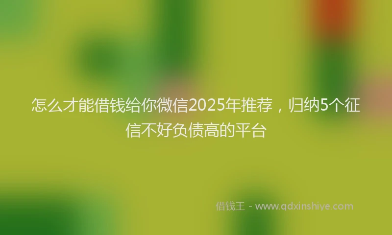 怎么才能借钱给你微信2025年推荐，归纳5个征信不好负债高的平台
