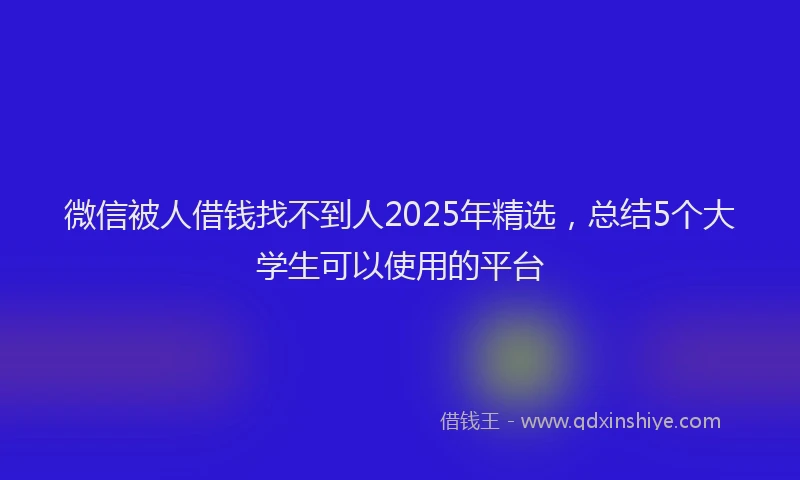 微信被人借钱找不到人2025年精选，总结5个大学生可以使用的平台
