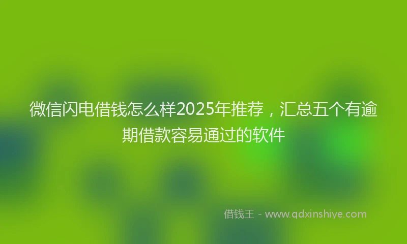 微信闪电借钱怎么样2025年推荐，汇总五个有逾期借款容易通过的软件