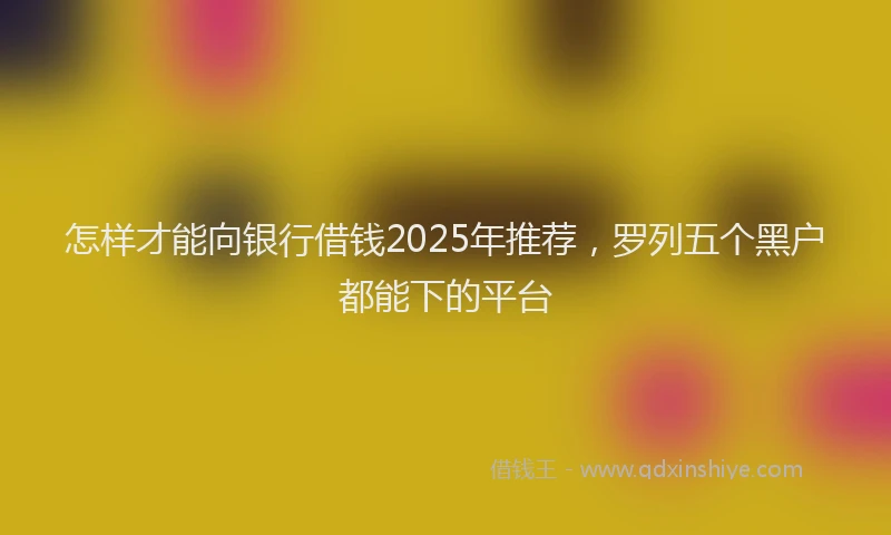 怎样才能向银行借钱2025年推荐，罗列五个黑户都能下的平台