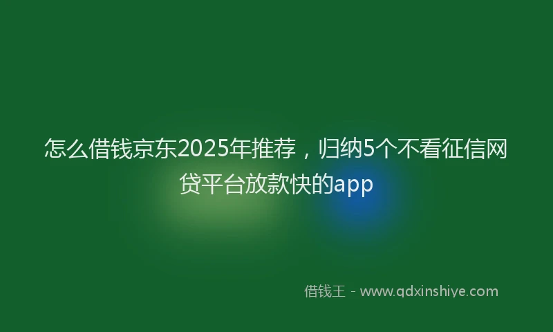 怎么借钱京东2025年推荐，归纳5个不看征信网贷平台放款快的app