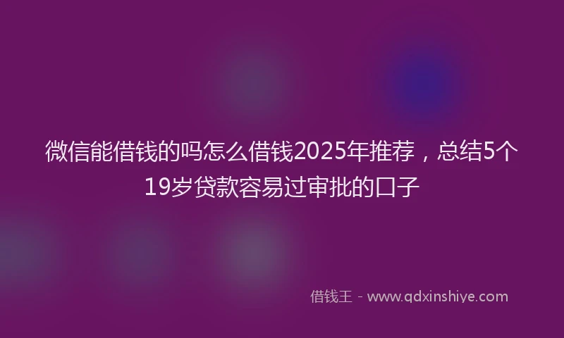 微信能借钱的吗怎么借钱2025年推荐，总结5个19岁贷款容易过审批的口子